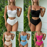 2023 New Flower Bone Special Fabric Hard-Backed Split High-Waist Swimsuit
