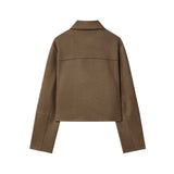 Fongt New Women's Casual Simple Anti-Velvet Effect Short Long-Sleeved Jacket Jacket