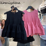 O Neck Pleated Shirts Blouses Loose Sleeveless Blusas Mujer Koreasn Chic Ruched Hem Shirt Tops Summer Clothes Women-Outfit
