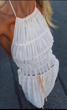 Halterneck Ruched Open Back Tie Up Top And Maxi Skirt Set-Outfit