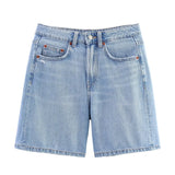 Fongt New Women's Commuting With Thin Middle-Waist Casual Denim Shorts