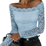 One-Word Shoulder Lace Top-ODL1836 Series-Outfit