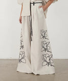 Fashion Cotton-Print Broad Leg Trousers Set 2025 Spring And Summer New