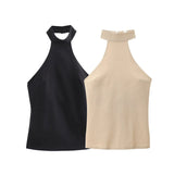 Fongt Women's Clothing INS Net Red Pop Casual Fashion With Buckle Hanging Neck Top