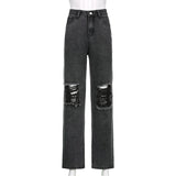 High-rise Loose-fitting Wide-leg Jeans-Outfit