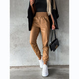 Fongt Trend Locomotive Wind 22 Years Autumn And Winter Style Collect Waist Casual Fashion Leather Pants Women 22252-Outfit
