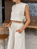 Lace Up Crop Top & Pants Two Piece