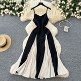 Fongt Elegant Sexy Sling Dress Women's Holiday Wind Waist Lotle Side Dress Dress Dress