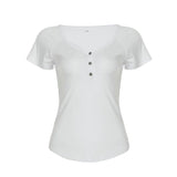 Fongt Cloth Forgets The Oblique Shoulder Stripes Thin Slim Long-Sleeved T-Shirt Sexy Bare Shoulders Simple Thin Casual Top
