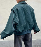 Stitching Details Oversized Leather Jacket-Outfit