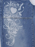 Vintage Washed Heart Print Jeans-Outfit