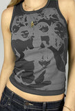 Vintage Girl Graphic Crop Tank Top-Outfit