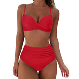 Fongt New Split High Waist Sexy Swimsuit Lady Small Chest Gathered Bikini