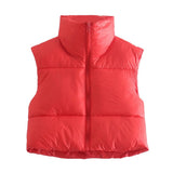 Fongt Color Double Pocket Collar Cotton Vest 2025 Autumn And Winter New Color Repair Cotton Vest Top