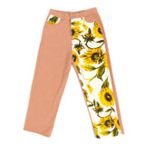 Woman Vintage High Waist Pants Fit Young Girls Cute Sunflower Stitching Pattern Autumn Winter Trousers Female
