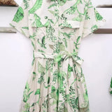 New Series Of Spring Printed Belt-Lined Dress-Outfit