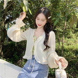 Fongt Unlined Upper Garment Coat Female Design Sense Small Cardigan Summer Thin Pure And Fresh Sweet Korean Chic Short Jacket