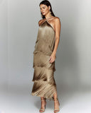 Fongt Fashion Hanging Neck Solu Back Open Dress