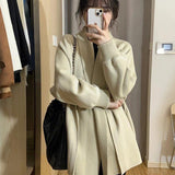 Fongt Version Of Long Knit Sweater Coat Female 2024 Autumn Winter New Add Thick Loose Lazy Wind-Outfit