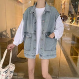 Fongt Short Denim Jacket Female Autumn 2024 New Autumn Loose Lazy Wind Versatile Top-Outfit