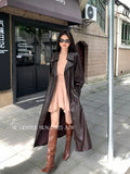 Fongt Xixi 2025 Autumn New White Label Simple With Long-Sleeved Leather Coat Loose With Wind Coat 86075