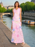 Fongt Elegant Tea Break Dress Autumn And Winter 2025 New Slings Print Back Repair Lotus Leaf-Side Dress Female Tide