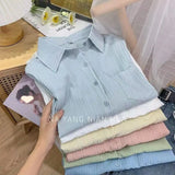 Fongt Chic Texture Folds Loose Long-Sleeved Shirt Women Spring Fresh Design Sense Inside And Outside Wear