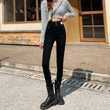 Fongt High-Waisted Jeans Women's Fall 2024 New Versatile Slim Slim Tight Pants-Outfit