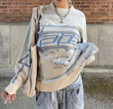 Long Sleeve Jacquard Crew Neck Sweater-Outfit