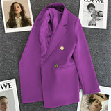 Fongt Purple Small Suit Jacket Female 2024 Spring And Autumn New Korean Version Web Celebrity Temperament Small Casual Suit-Outfit
