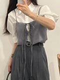 Fongt Chic Summer Niche Design Sense Square Tie Loose Casual Versatile Wear Short Vest Sling Female-Outfit