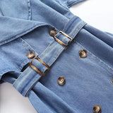 Fongt Women's Spring And Autumn New Loose Double Buckle With Belt Denim Wind Coat British Wind