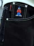 New Y2K Hip Hop Skateboard Loose Pokaifu Cartoon Embroidery Leisure-Outfit