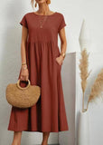 Fongt Solid Color Sleeveless Loose Cotton Into Pocket