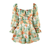 Floral Sexy Backless Square Collar Long
