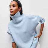 Women Solid Color Sweater Autumn Winter Casual Turtleneck Collar Knitted Pullovers 2023 Female Loose Thick Warm Basic