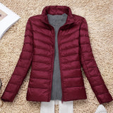 Large Size Plus Fat Down Jacket Female Light Korean Version Fashion Standing Collar Short Fat MM White Duck Down Coat Tide-Outfit