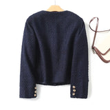 Spring Style Xiaoxiangfeng Gold Button Textured Short Coat-Outfit