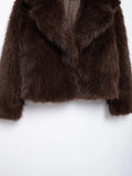Brown Faux Fur Coat Jacket-Outfit
