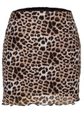 print mini skirt with mesh