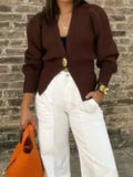 Fongt Color V-Neck Long Sleeve Open Shirt 2025 Spring And Autumn Temperament V Collar A Buckle Long Sleeve Waist Top