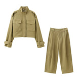 Fongt Women's Explosion Pocket Jacket Jacket + Folding Suit