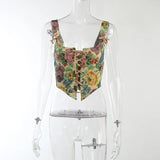 Jacquard Waist Vest 2023 Spring New Retro Style Broken Flower Embroidery Straps-Outfit