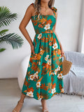 Spring And Summer Flowers With Belt Sling Skirts On The Beach Dress Women's