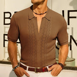 Fongt Men's Knits Summer New Short Sleeves Knits POLO Shirts Solid Color Knits Men's