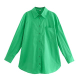 Fongt Women's Clothing 2025 Summer New Loose Cotton Pocket Dress Long-Sleeved Shirt Top B88281