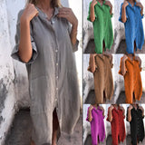 Fongt New Spring And Summer Loose Leisure Sleeve Cotton Shirt Dress Women