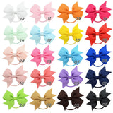 Solid Grosgrain Ribbon Bows For Baby Girls Ponytail Holder Hair Bands Elastic Rope Handmade Headband Hair