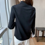 Spring Satin Women's Shirts Fashion Silk Button Solid OL Elegant Ladies Tops Long Sleeve Blouse Basic Women Shirts