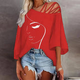 Fongt Autumn Fashion Splicing Loose Leisure Blouse Lady Print T-Shirt